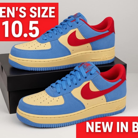 Nike Air Force 1 Premium Low Blue and Red Beige Sneaker Streetwear BrandNew 10.5 - Picture 6 of 16